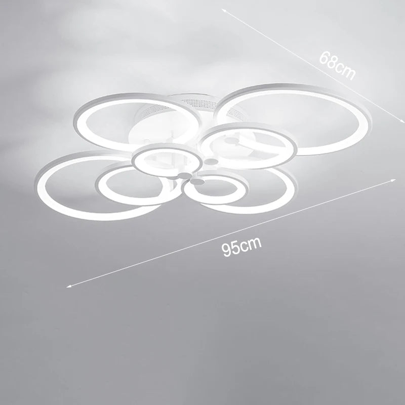 KOMORE Modern Circular LED Semi Flush Ceiling Light, 54 W/94W/142W Cool White for Nordic Decor for Office, Living Room, Bedroom