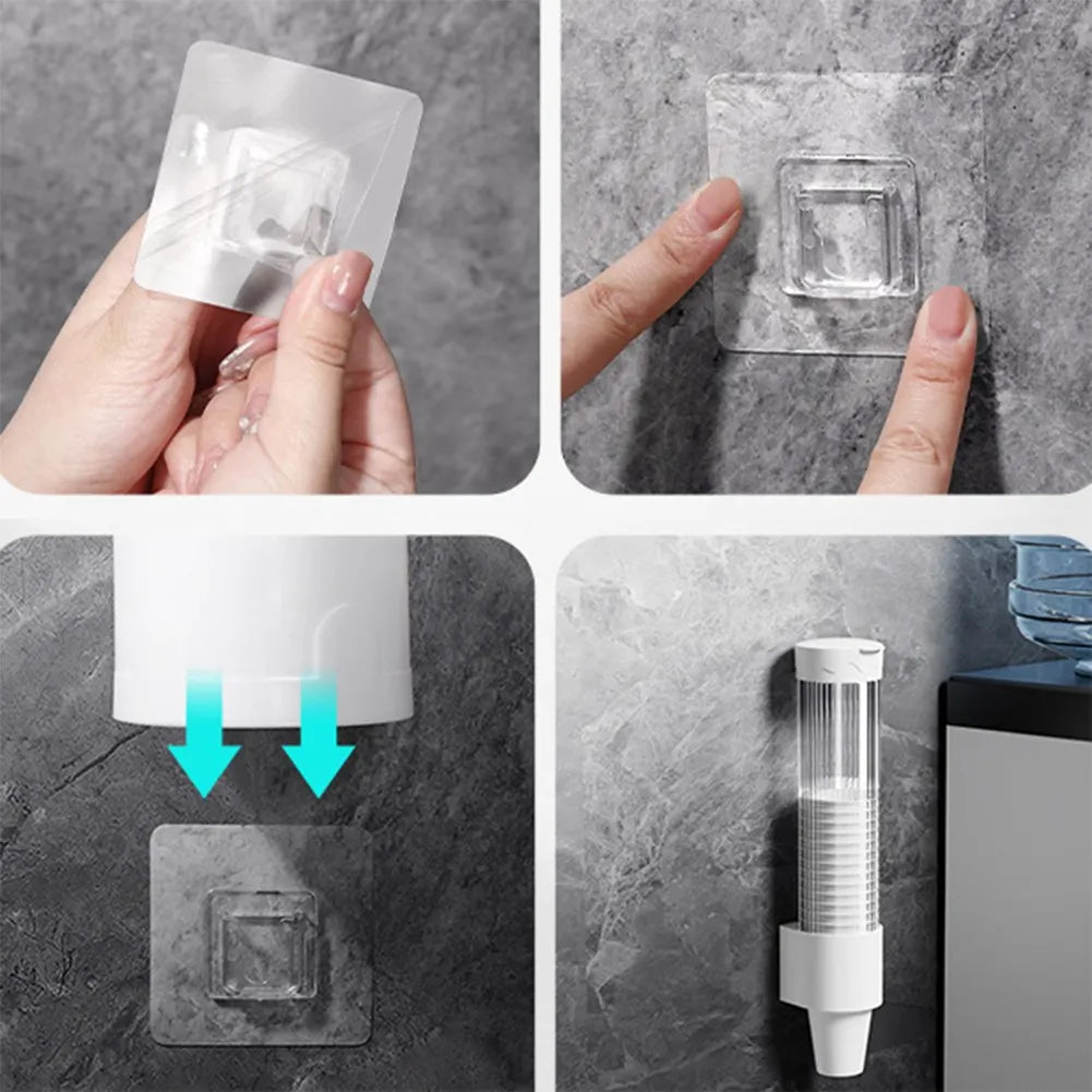 Dispenser Automatically Drop Cup Remover Wall Mount Pull Type Water Cooler Cup Holder With Flip Cap Household Accessories