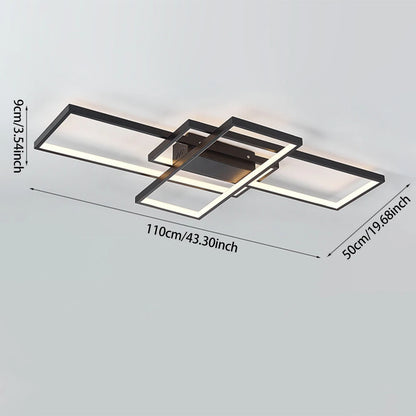 KOMORE Neutral Style Rectangular LED Semi Flush Ceiling Light, Cool White / Stepless Dimming for Office, Living Room