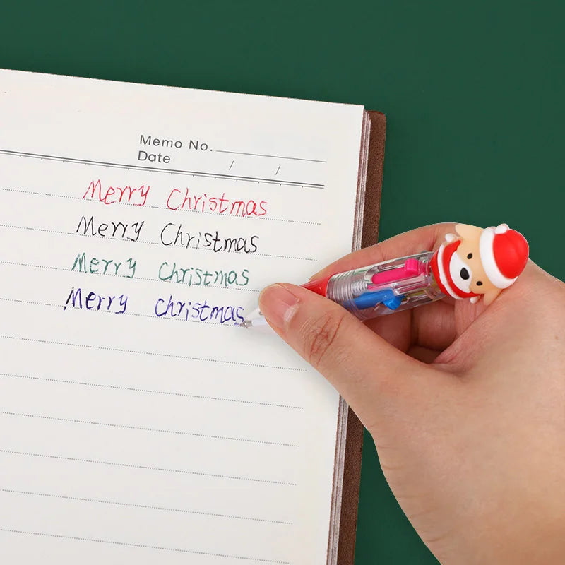 5-30Pcs Cartoon Christmas Pens Kids Birthday Party Christmas New Year Gift Favors Mini 4 Colors Ballpoint Pen Goodie Bag Stuffer