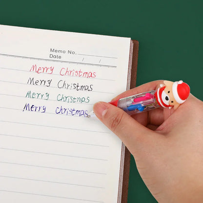 5-30Pcs Cartoon Christmas Pens Kids Birthday Party Christmas New Year Gift Favors Mini 4 Colors Ballpoint Pen Goodie Bag Stuffer