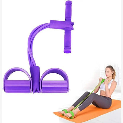 4 Tube Tension Rope Puller Pedal Ankle Exerciser Abdominal Elastic Fiess~