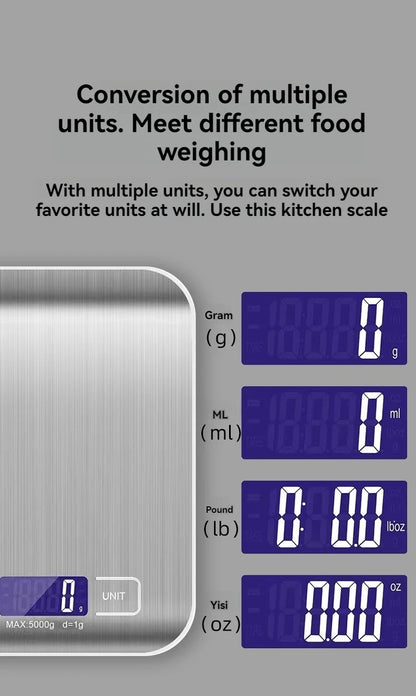 Electronic Digital Kitchen Scale  LED Display 10kg 5kg/1g Stainless Steel Panel Scales Home Jewelry Food Snacks Weighing Tools