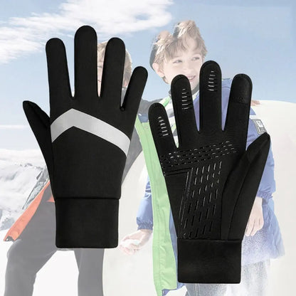 Kids Waterproof Cycling Gloves - Thermal Winter Sports Gloves with Touch Screen & Anti-Slip Grip