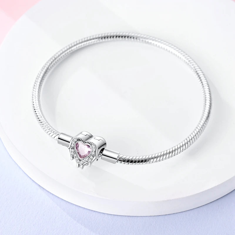 925 Sterling Silver Charm Bracelet - Leaf, Clover, Butterfly & Heart Design | 17-20cm Adjustable
