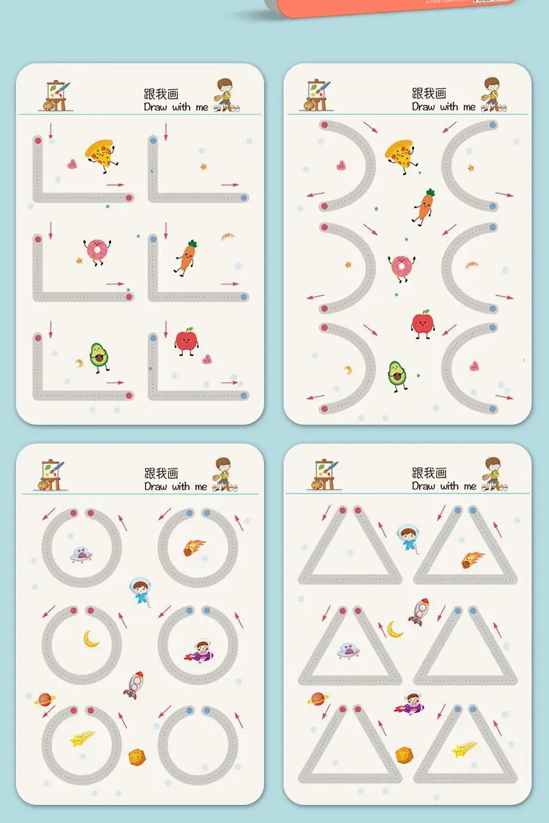 Magical Montessori Tracing Workbook Reusable Pen Control and Tracing Book for Kids Calligraphy and Drawing Educational Toys