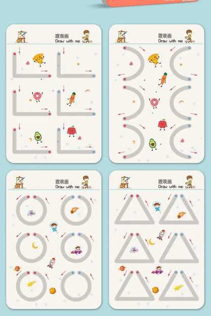 Magical Montessori Tracing Workbook Reusable Pen Control and Tracing Book for Kids Calligraphy and Drawing Educational Toys