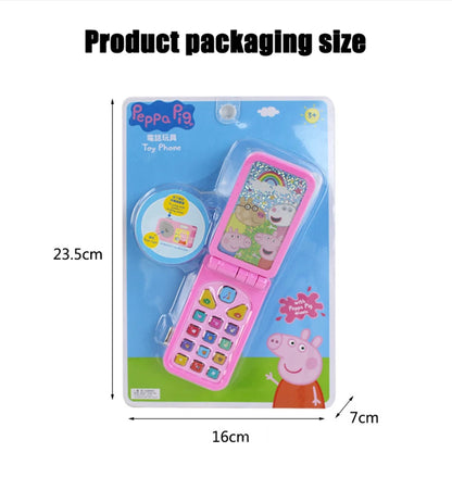 Peppa Pig Simulated Folding Mobile Phone Toys Kids Early Education Toddler Playing House Emulation Sound Light Music Child Gifts