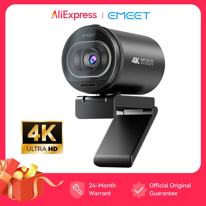 4K Webcam 1080P 60FPS Autofocus Streaming Web Camera EMEET S600 Living Stream Camera With Mics&Privacy Cover for Tiktok/YouTube