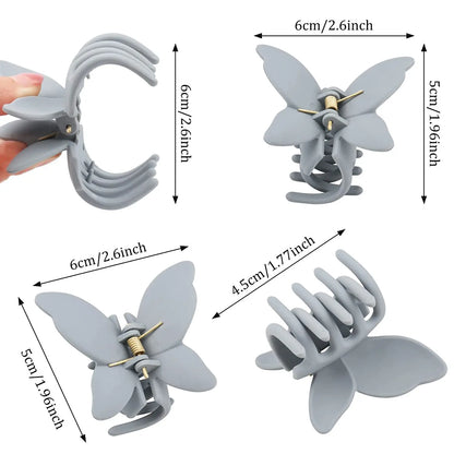 Matte Butterfly Hair Claw Solid Simple Ponytail Holders Barrettes Sweet Fairy Hair Clip Elegant Hairpin Claw Styling Accessories