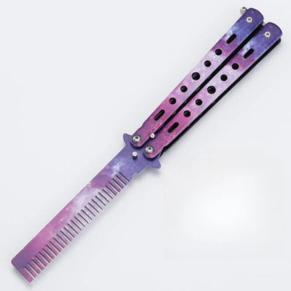 Folding Butterfly Comb for Men Portable Butterfly Training Comb Knife Foldable Trainer Pocket Flail Metal Knife Uncut Blade