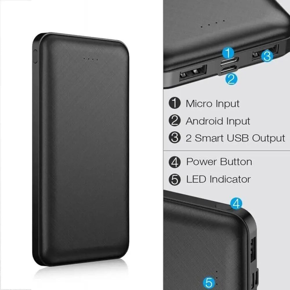 20000Mah Power Bank Pack Fast Charger 2 USB External Battery For Mobile Phone UK