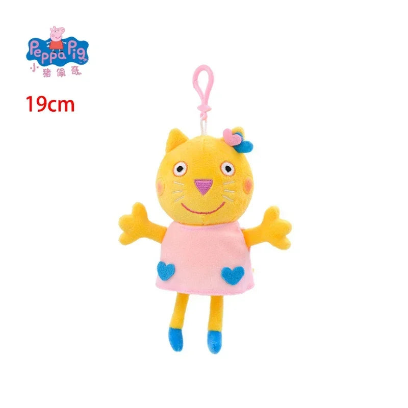 19CM Genuine Peppa Pig George Emily Candy Dennie Pedro Stuffed Plush Toys Keyring Animal Doll Pendant Children's Birthday Gifts