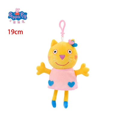 19CM Genuine Peppa Pig George Emily Candy Dennie Pedro Stuffed Plush Toys Keyring Animal Doll Pendant Children's Birthday Gifts