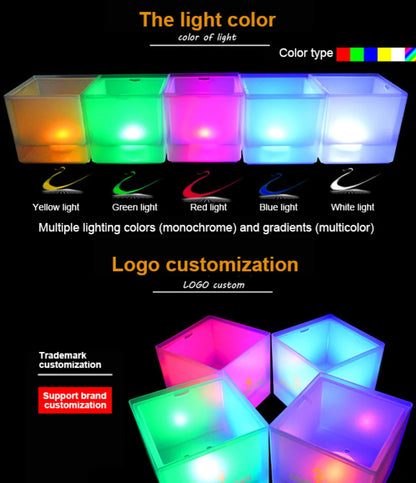 LED Ice Bucket 3.5L Colorful Cooler Bucket Double Layer Square Ice Tray Bar Nightclub Light Up Champagne Whiskey Beer Bucket