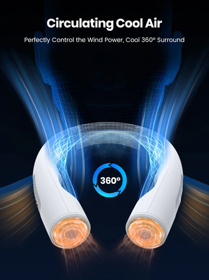 Warmco 10000mAh Portable Neck Fan 4-Speed Rechargeable Personal Fan 360° Cooling, 24H Runtime Wearable Fan for Office/Gym/Travel