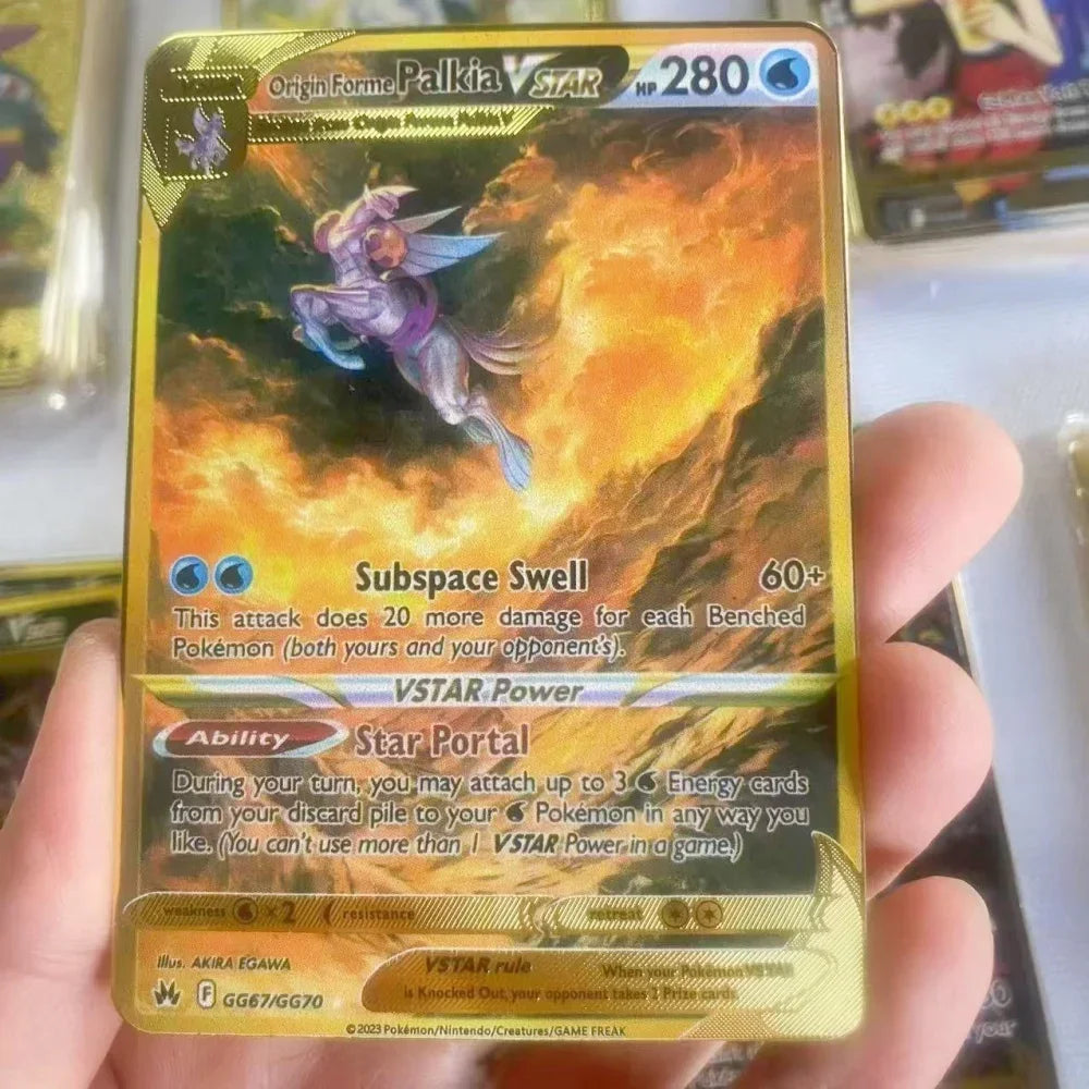 Pokémon 32er-Karten Goldmetall-Pokémon-Karten Englisch Harte Eisenkarten Mewtu Pikachu Gx Glurak Vmax Paket Spielkollektion