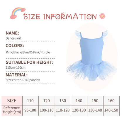 Girls Ballet Leotards Ballet Tutu Dress For Kids Dance Clothes With Skirt Gymnastics Dancewear Balleriana Clothes Short Sleeves