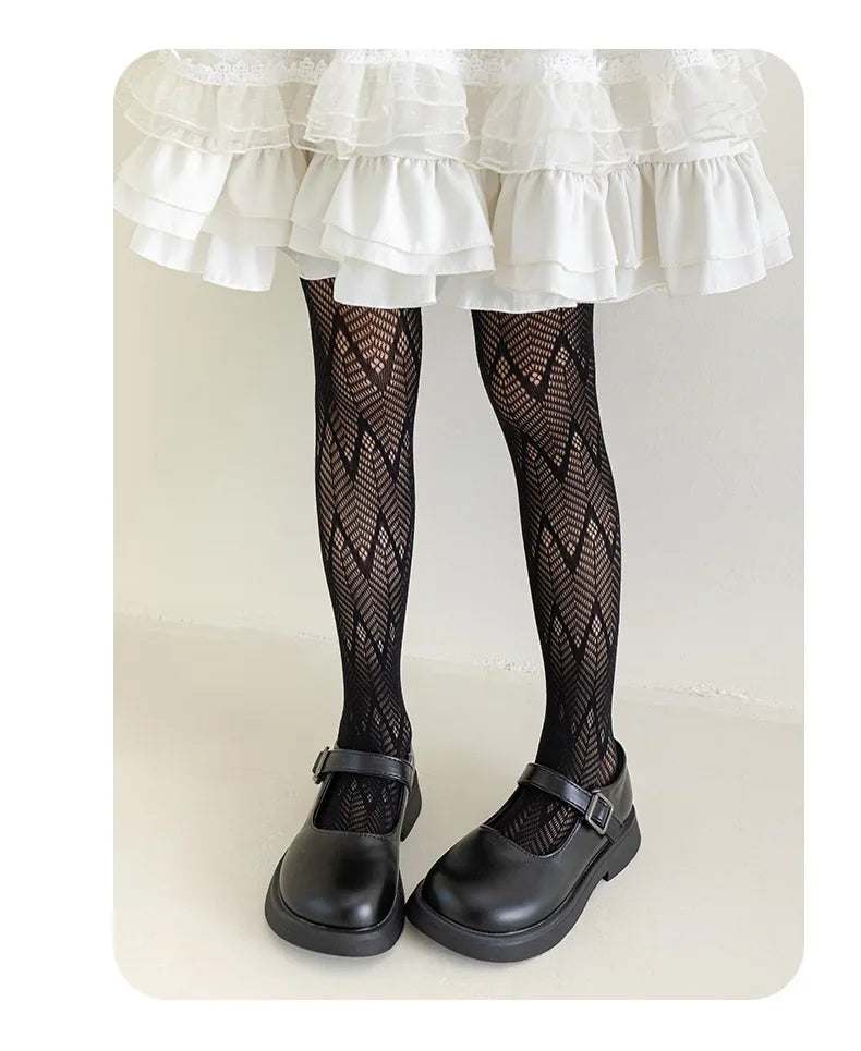 Thin Breathable Baby Girl Tights Kids Dance Stocking Sock Children School Student Uniform Tights Princess Wave Lace Pantyhose