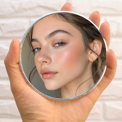 7.5cm/9.5cm Mini Hand-held Selfie Convex Mirror Travel Trip Pocket Selfie Mirror TikTok INS Fashion Mirrors for Traveling Alone
