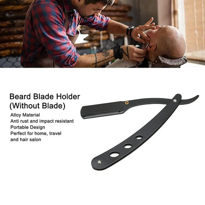 Herrenrasierer, klassischer Klapprasierer, schwarz, Achsel- und Schamhaarrasierer, Edelstahl, Halter