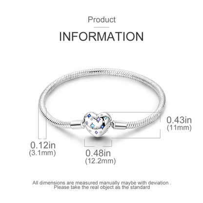 925 Sterling Silver Charm Bracelet - Leaf, Clover, Butterfly & Heart Design | 17-20cm Adjustable