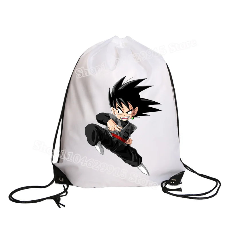 Dragon Ball Drawstring Bag Boys Goku Anime Figure String Pocket Swimming Pool Clothes Shoes Storage Waterproof Backpack Gifts