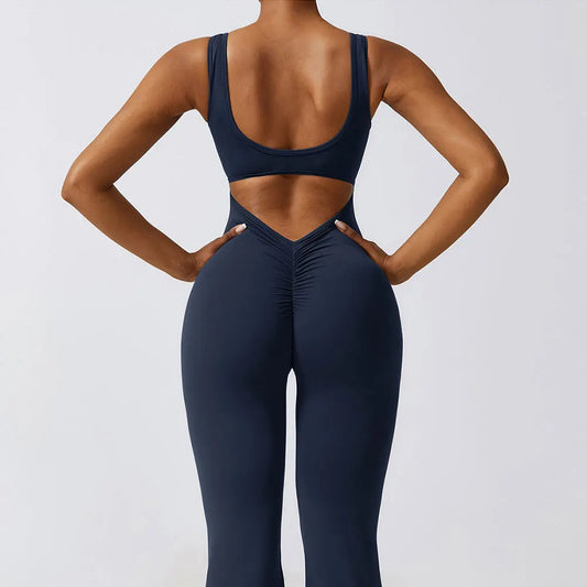 Women's Sexy Yoga Jumpsuit - One Piece Workout Tracksuit with Push Up Support