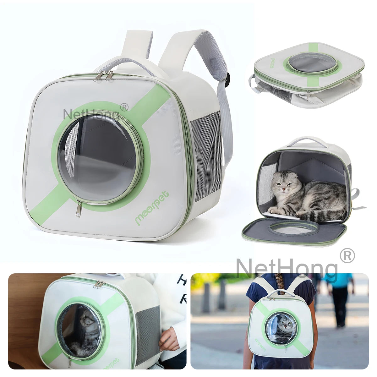 Portable Pet Carrier Backpack For Birds Rabbits & Small AnimalsDurable Nylon With Secure Zip Closure Bag Pack Harness For Pets