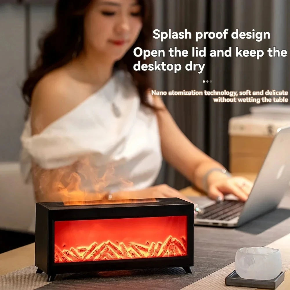 New Simulation Fireplace Flame air Humidifier Remote Control Colorful Night Light Desktop Home  Essential Oil Aroma Diffuser