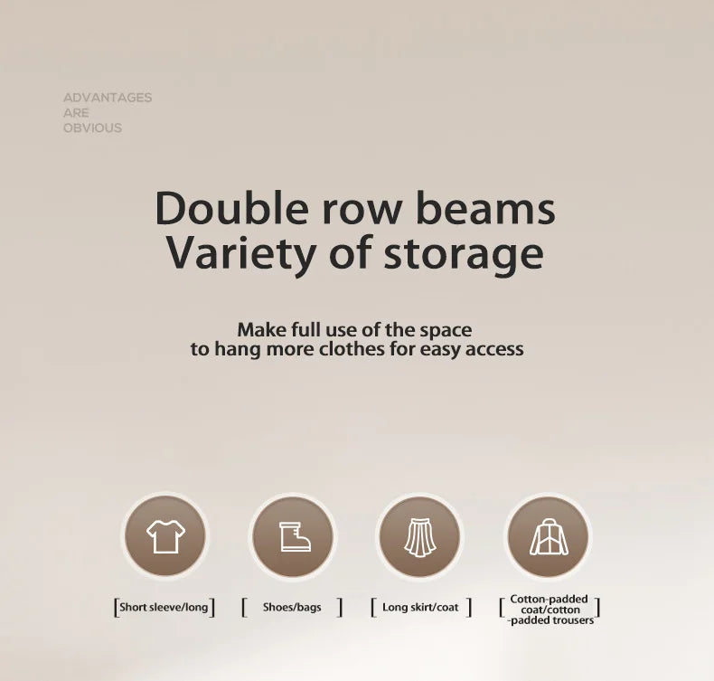 Movable Coat Rack With Universal Wheels Multifunctional Double-deck Simple Clothes Hanger Floor-Standing Bedroom Wardrobe