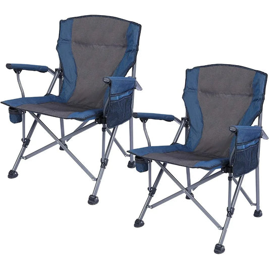2 pack of oversized folding camping chairs for heavy people 200kg, luxury large heavy duty garden chairs beach chairs