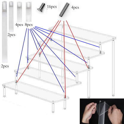 Acrylic Riser Display Stand Perfume Organizer Shelves for Amiibo Funko Figures Toys Cupcake Desserts Collection Cosmetic Jewelry