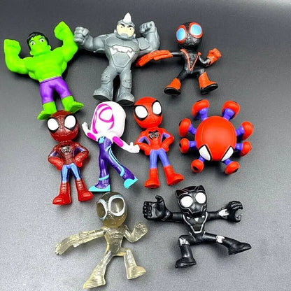 Set Marvel Spiedy & His Amazing Friends Hero Rhino Goblin Ghost Spider Doc Ock Trace- E Model Animated Action Figures Toys Gift