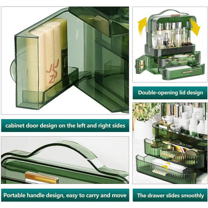 2025 Large White Cosmetic Skincare Organiser Make-Up Storage Case 2 Drawers Box