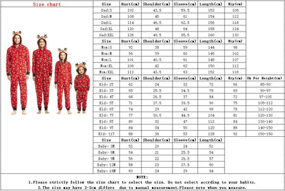 Christmas Family Matching Onesie - Elk Print Hooded Jumpsuit Pyjamas for Mom Dad Kids