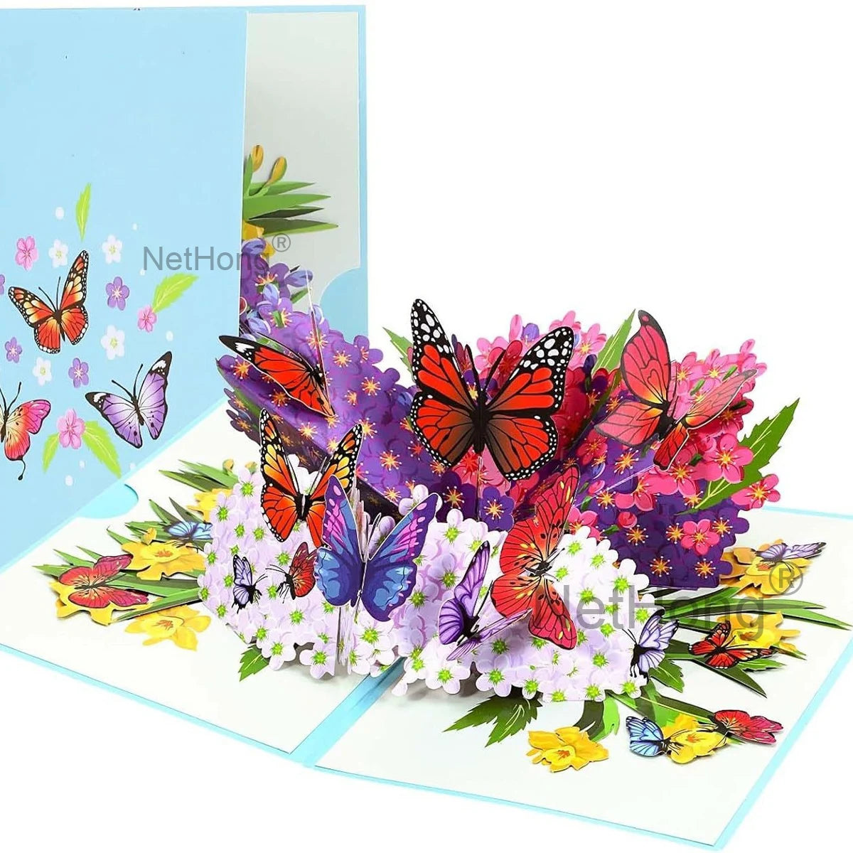 3D Butterfly Pop-Up Card - Floral Wreath Birthday Card for Women, Valentine's Day, Mother's Day Gift for Wife, Mom, Girlfriend