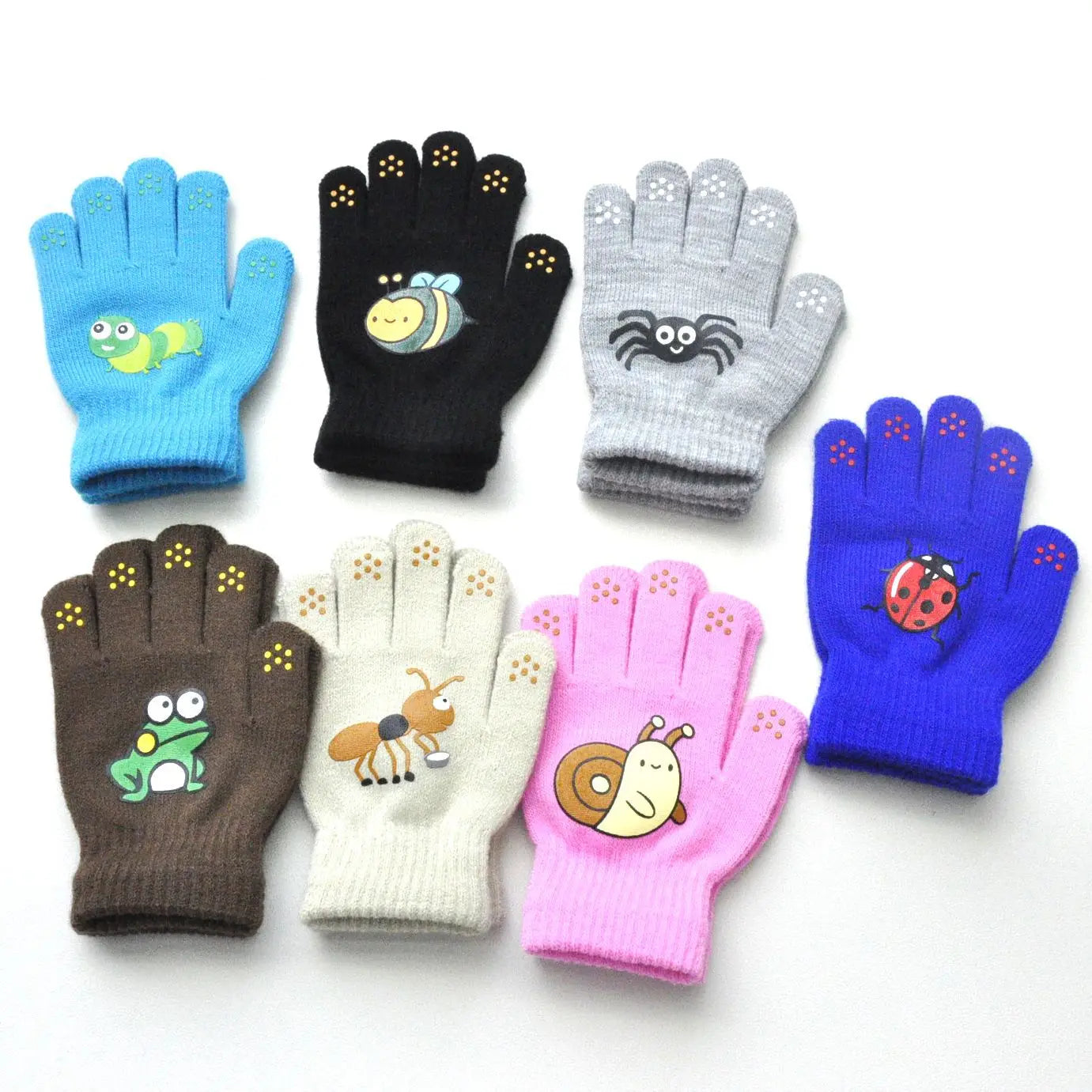 Children Knitted Warm Gloves For 5-12Y Baby Students Winter New Insect Full Finger Mittens Outdoor Cycling Skiing Gloves