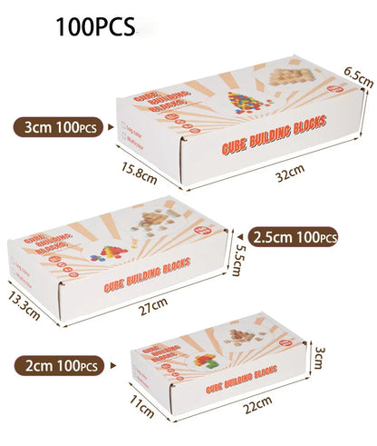 50/100pcs Colorful Cubes Wooden Building Blocks Stacking Up Square Wood Toy Baby Shape Color Learning Toys for Children