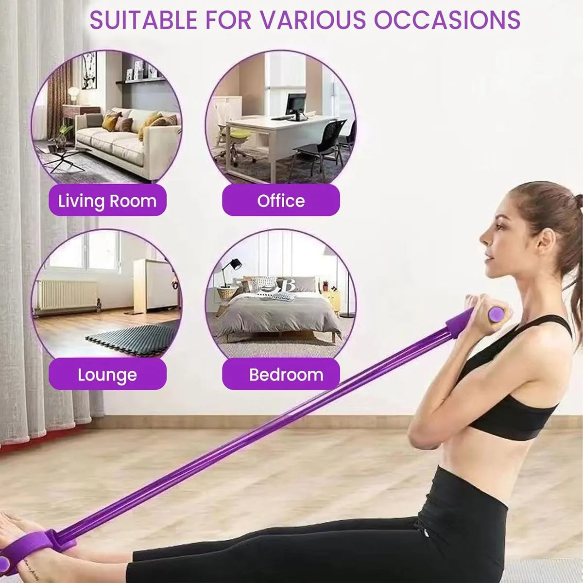 Tension Rope Sit-up Handle Waist Abdomen Exercise Training Elastic Yoga Pedal Puller Resistance Band Fitness Equipment