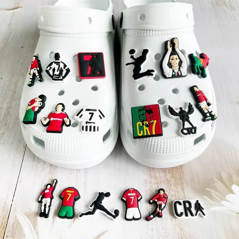Football Star 1-18pcs/set of Cristiano Ronaldo Xmas Cartoon Shoes Charming Decorative Accessories Children's Favorite Gifts