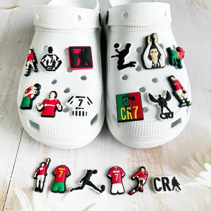 Football Star 1-18pcs/set of Cristiano Ronaldo Xmas Cartoon Shoes Charming Decorative Accessories Children's Favorite Gifts