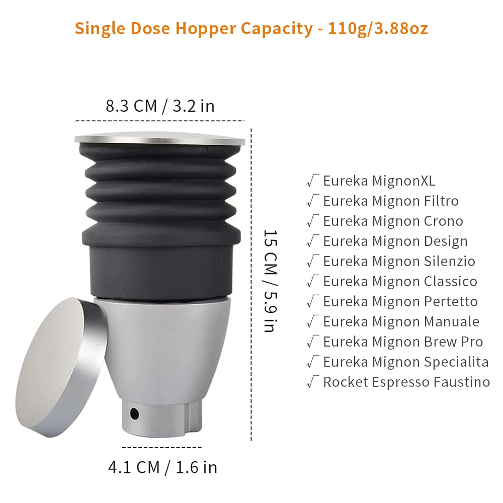 Coffee Bean Grinder Aluminum Single Dose Hopper Coffee Grinder Bean Bin BlowCleaning Tools For Eureka Mignon Grinder Accessories