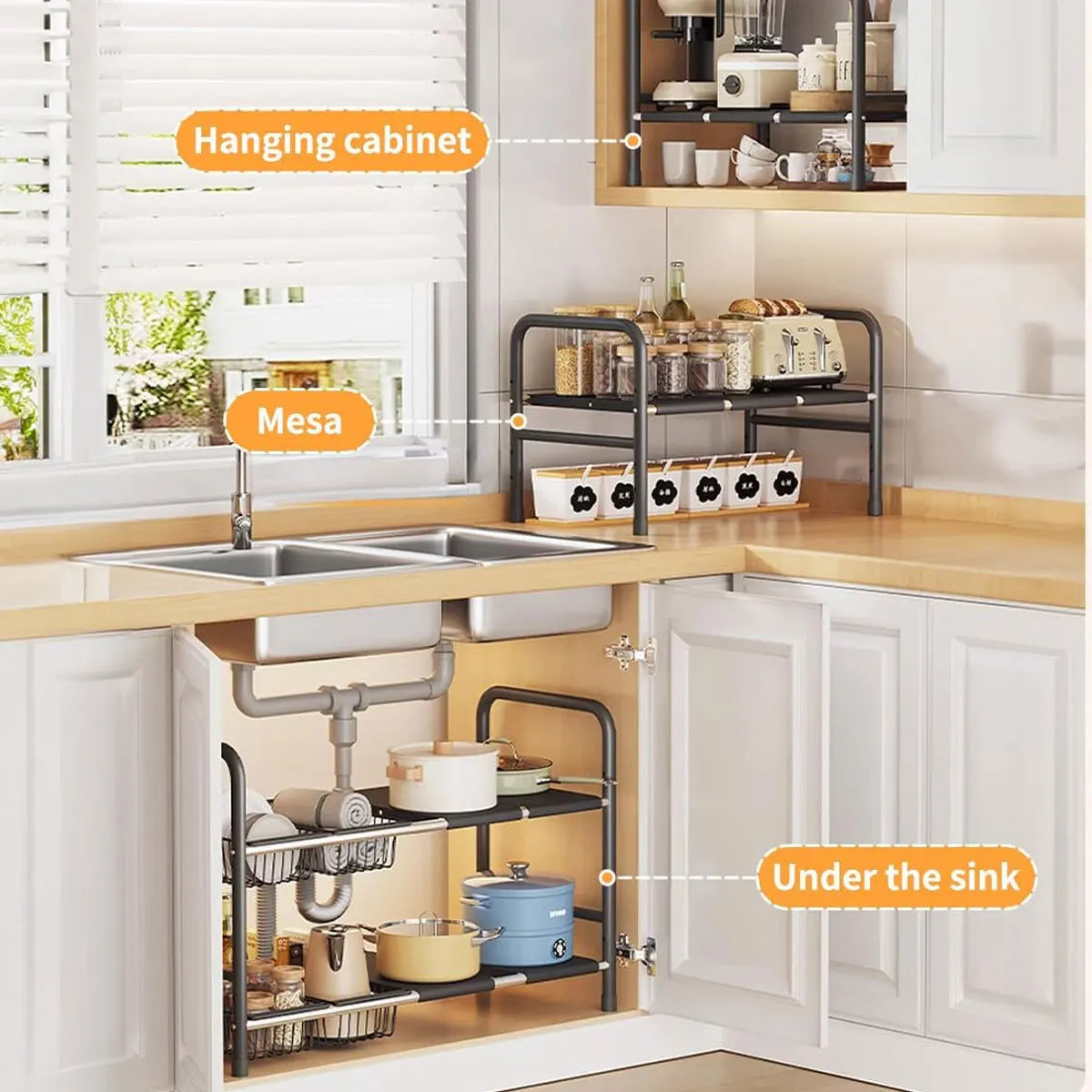 UK Refein 2 Tier Under Sink Organizer and Storage Multifunctional Storage Rack