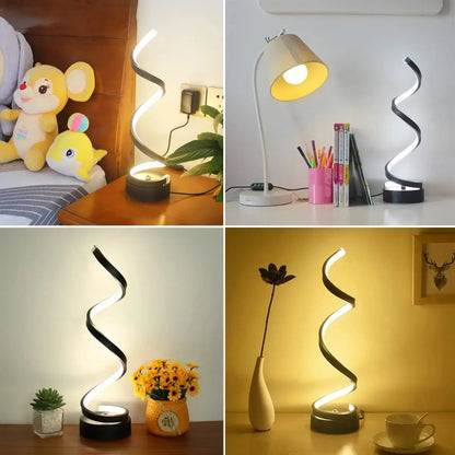Tischlampen für Wohnzimmer, moderne, spiralförmige, dimmbare LED-Tischlampe, kleine Nachttischlampen, Nachttischlampe für Schlafzimmer, Büro, Zuhause