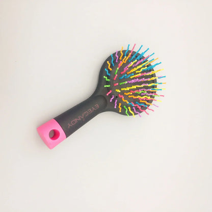 Rainbow Air Volume Paddle Hair Comb Brush with Makeup Mirror Detangler Hair Curl Straight Massage Comb Brush Hair Styling Tool