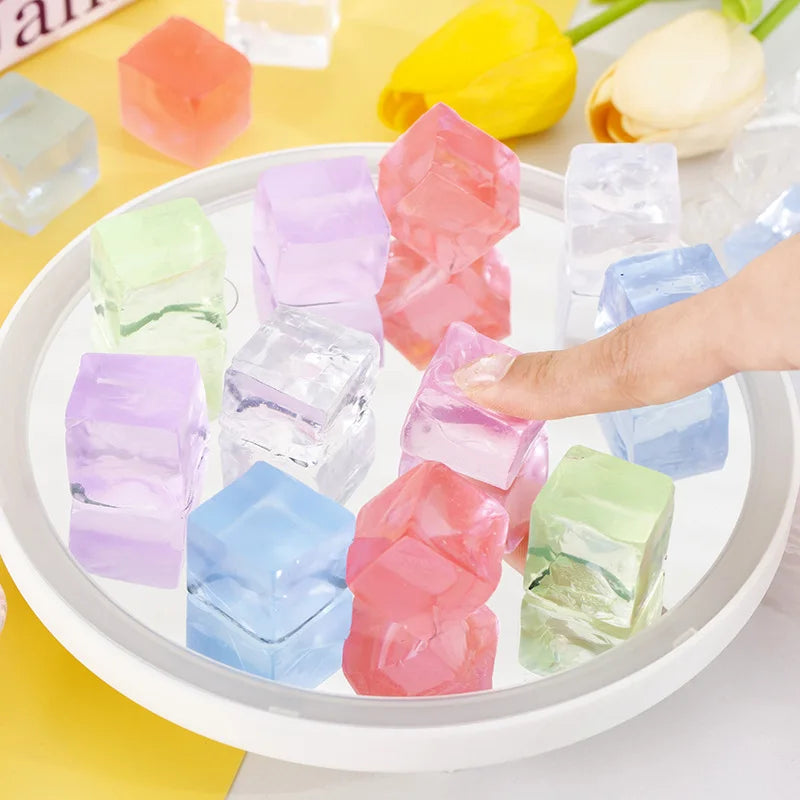 Square Ice Stress Ball Fidget Toys Stress Relief ADHD Autism Sensory Toys Soft Squishy Toys Party Favors Gifts for Kids Adults