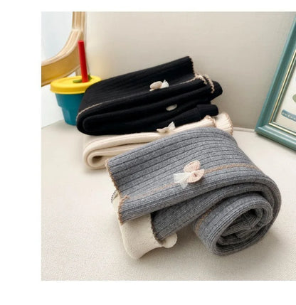 Girls with fleece leggings small children fall and winter thickened one body fleece outside wearing pants baby warm pantyhose