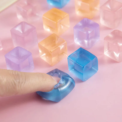 Ice Cube Shaped Fidget Toy Square Stress Relief Ball Squishy Squeeze Toys for Anxiety ADHD Stress Relief Sensory Toys for Adults
