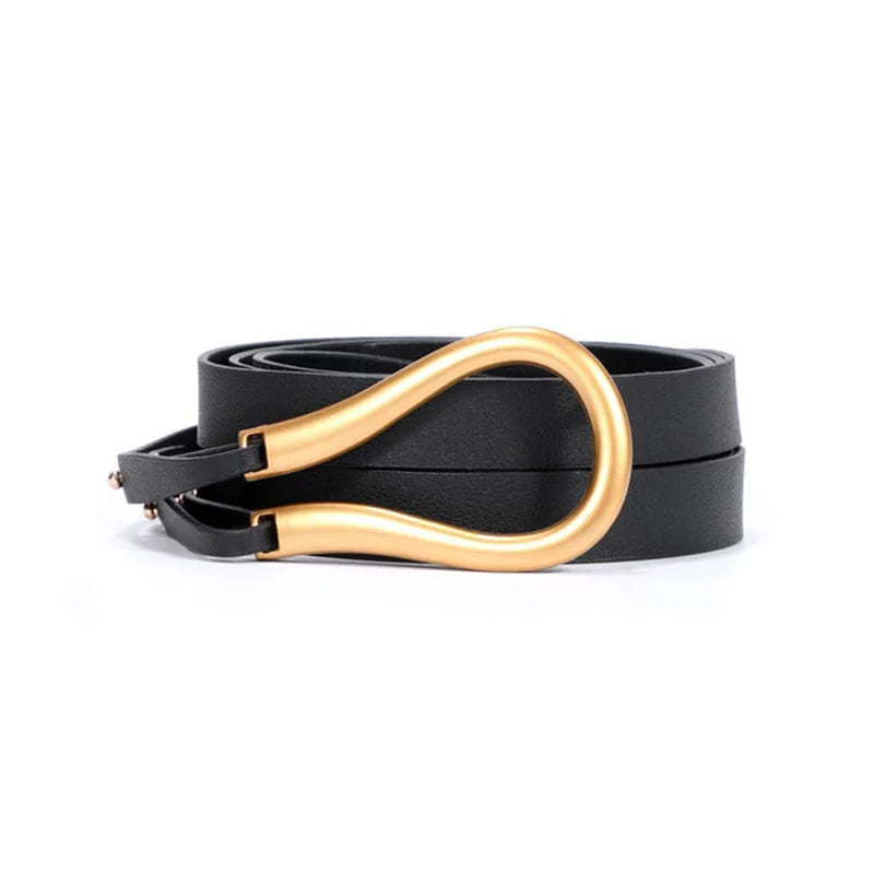 Fashion Woman Belt High Quality Casual Light Horseshoe Buckle Large U-shaped Luxury Personality Curve Designer Belt Women LB2237